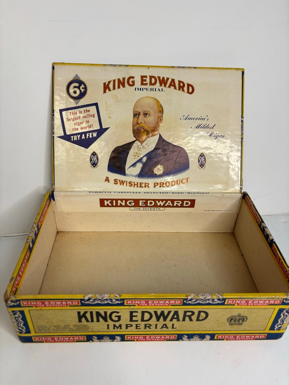 Vintage 1950s King Edward Imperials Cigar Box Swisher 6 Cent Crafting